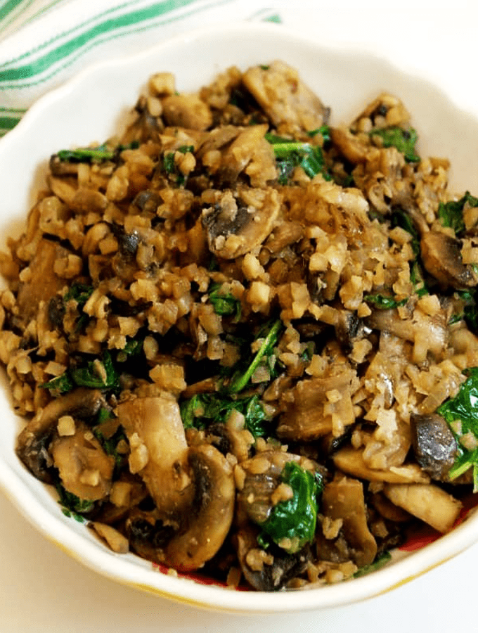 Mushroom Spinach Cauliflower Rice